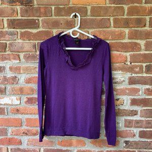 Ann Taylor Purple Sweater with Ruffle